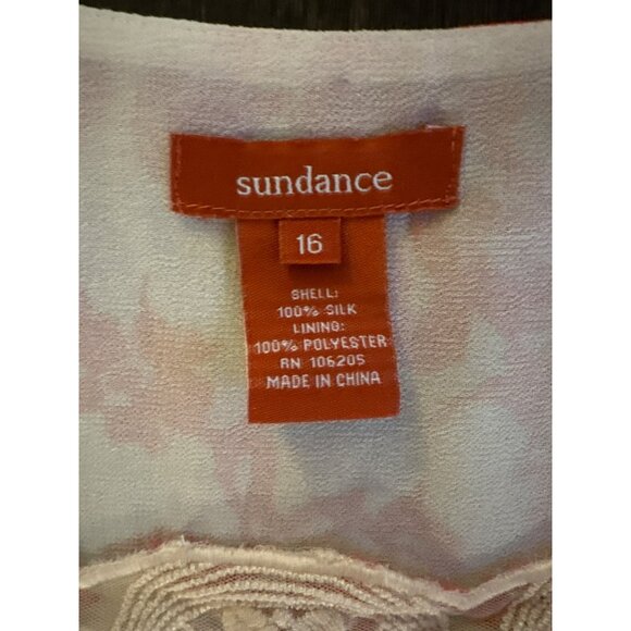 Sundance Floral Maxi Dress 100% Silk Overlay & Polyester Lining  Size 16 - Picture 3 of 8